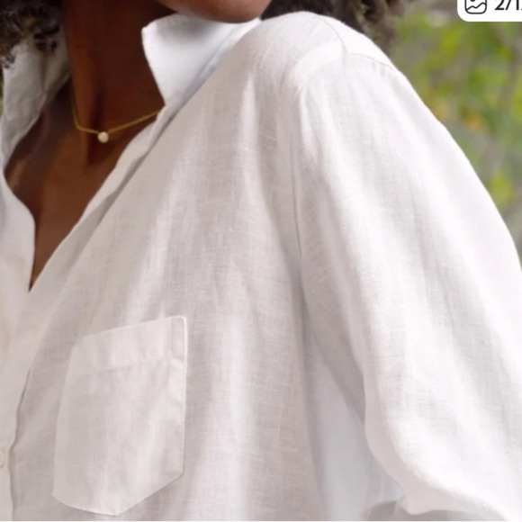 Frank & Eileen EILEEN Relaxed Button Up Shirt in Classic Linen White Lagenlook - Picture 3 of 14